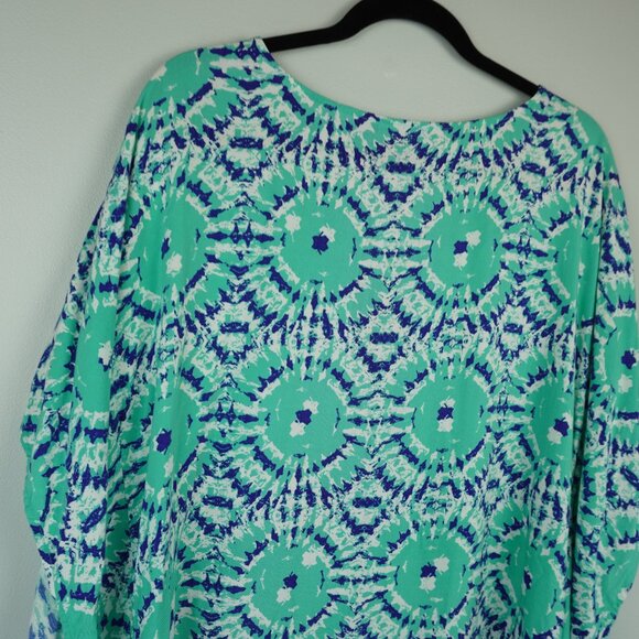 Tori Richard Green and Blue Flowy Dress‎ Size Medium - Picture 8 of 9
